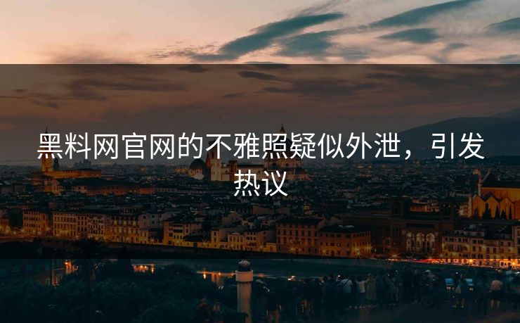 黑料网官网的不雅照疑似外泄，引发热议