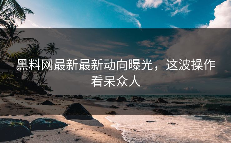 黑料网最新最新动向曝光，这波操作看呆众人