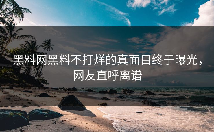 黑料网黑料不打烊的真面目终于曝光，网友直呼离谱