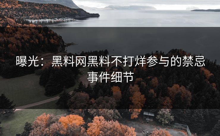 曝光：黑料网黑料不打烊参与的禁忌事件细节