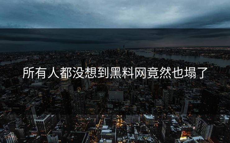 所有人都没想到黑料网竟然也塌了