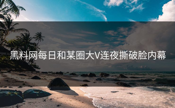 黑料网每日和某圈大V连夜撕破脸内幕