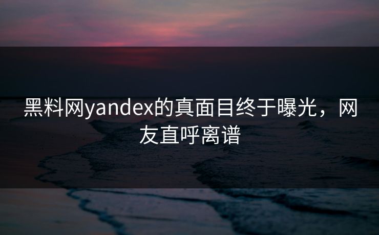 黑料网yandex的真面目终于曝光，网友直呼离谱