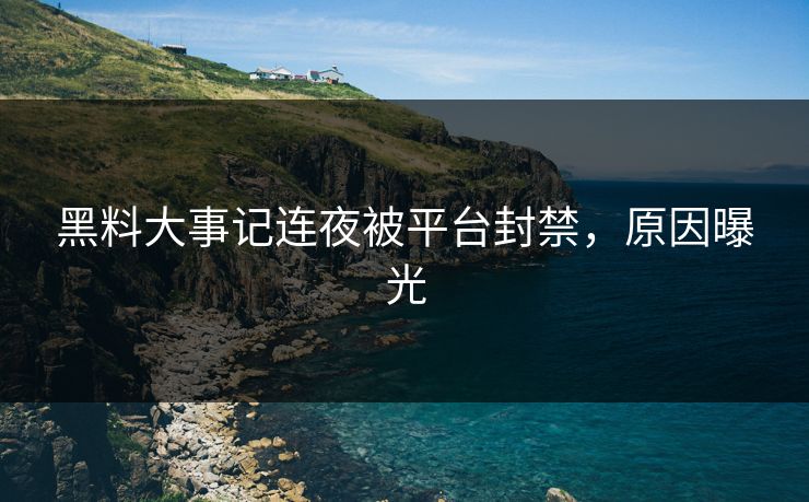 黑料大事记连夜被平台封禁，原因曝光