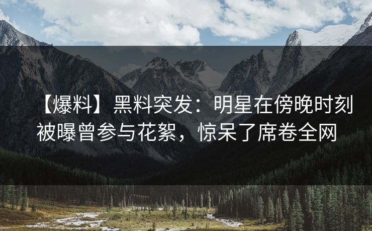 【爆料】黑料突发：明星在傍晚时刻被曝曾参与花絮，惊呆了席卷全网