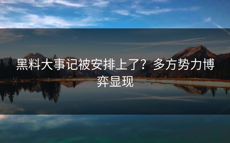 黑料大事记被安排上了？多方势力博弈显现