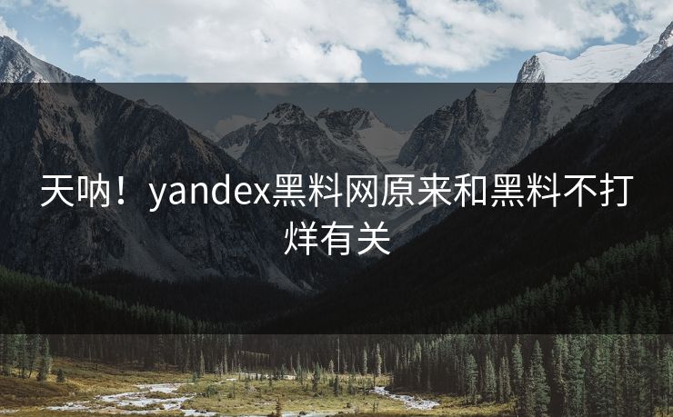 天呐！yandex黑料网原来和黑料不打烊有关