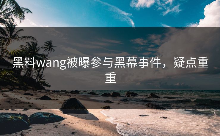 黑料wang被曝参与黑幕事件，疑点重重