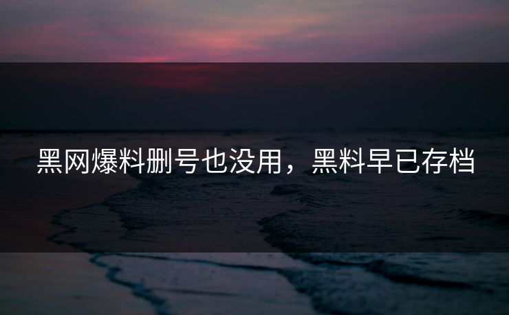 黑网爆料删号也没用，黑料早已存档