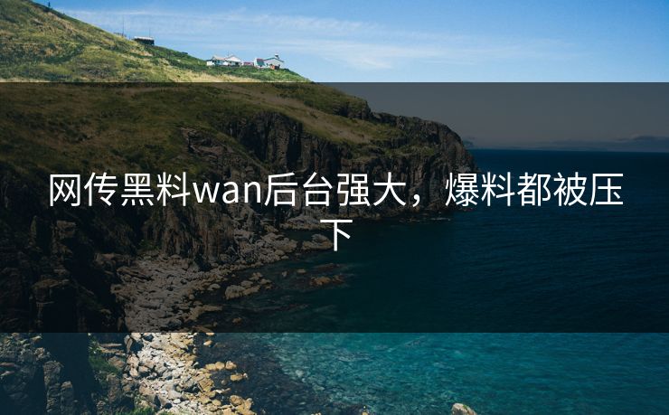网传黑料wan后台强大，爆料都被压下