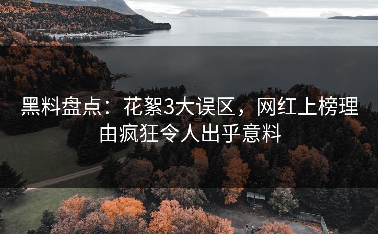 黑料盘点：花絮3大误区，网红上榜理由疯狂令人出乎意料