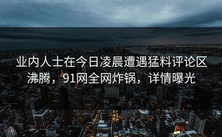 业内人士在今日凌晨遭遇猛料评论区沸腾，91网全网炸锅，详情曝光