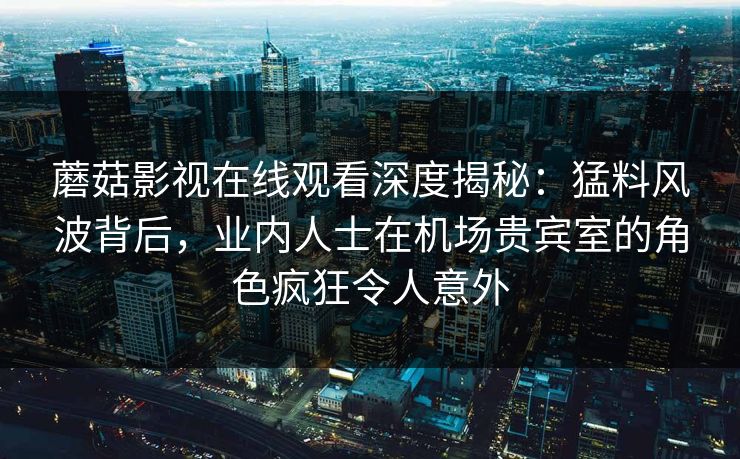 蘑菇影视在线观看深度揭秘：猛料风波背后，业内人士在机场贵宾室的角色疯狂令人意外