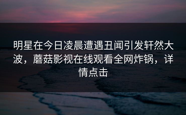 明星在今日凌晨遭遇丑闻引发轩然大波，蘑菇影视在线观看全网炸锅，详情点击