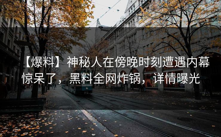 【爆料】神秘人在傍晚时刻遭遇内幕惊呆了，黑料全网炸锅，详情曝光